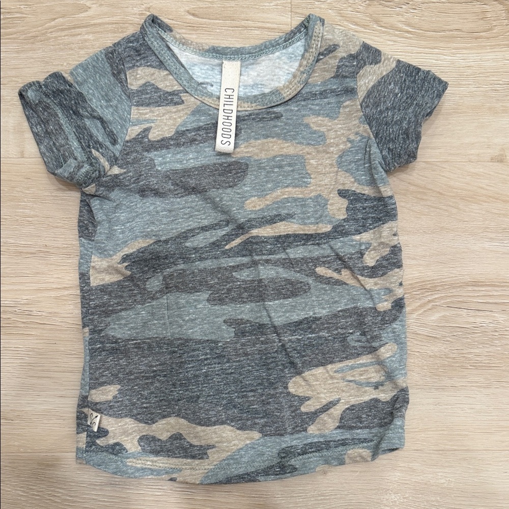 Childhoods Camouflage Kids Tee - Gray and Green
